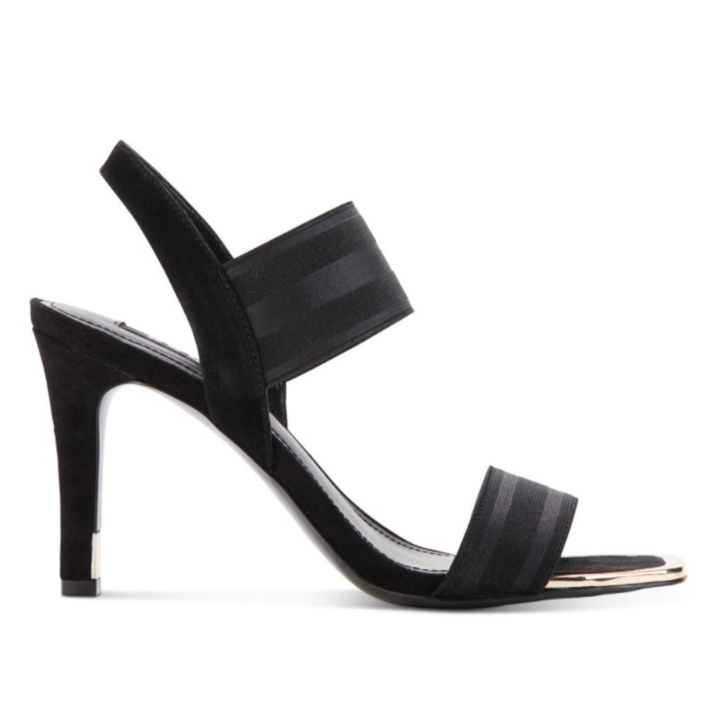 DKNY Black Stretch Metal Bryson Square Toe Stiletto SlipSlingback Sandal - Picture 3 of 12